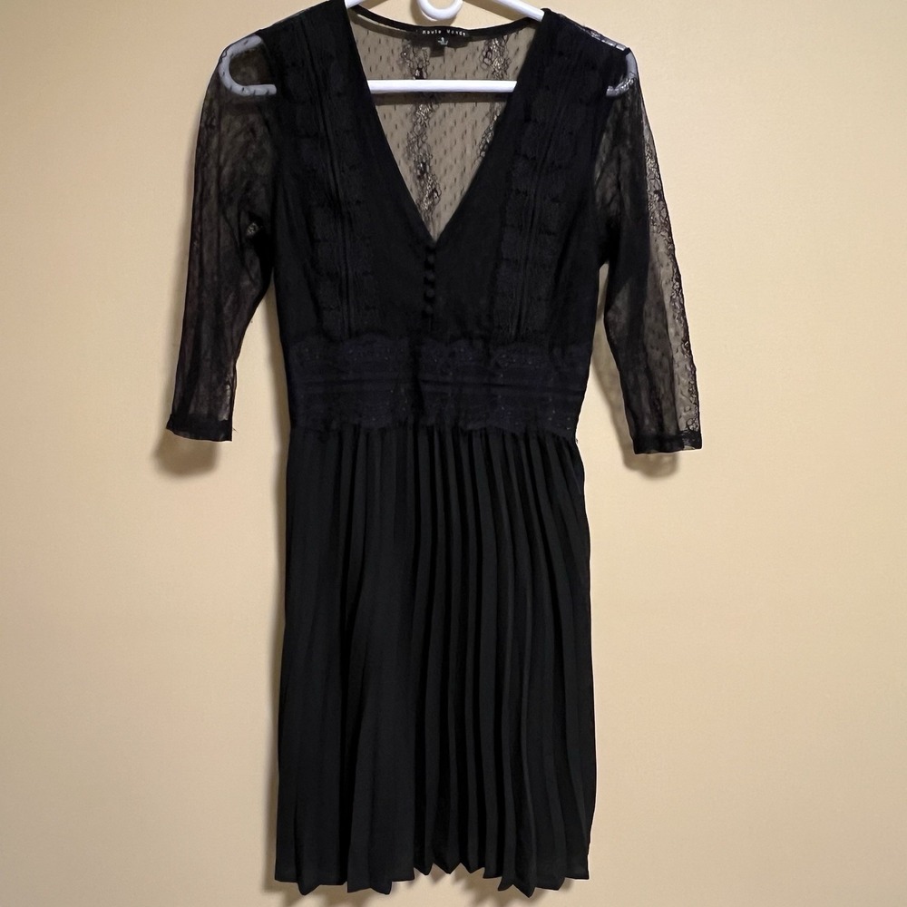 Pleated Midi Dress Women's Size Small Whimsigoth Dark Romantic Sheer Fairy Goth